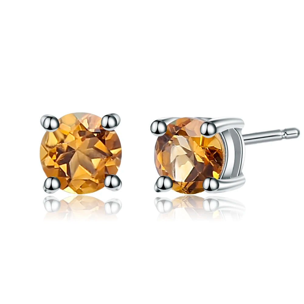 Gem's Ballet 5mm 1.28Ct Round Natural Red Garnet Gemstone Stud Earrings Genuine 925 Sterling Silver Fashion Jewelry for Women