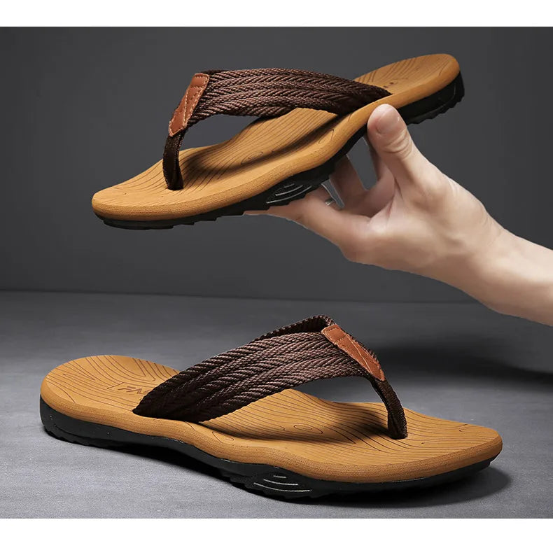 2021 Summer Men Flip Flops Beach Sandals Anti-slip High Quality Men Shoes Trendy Men Beach Slipper Big Size 45