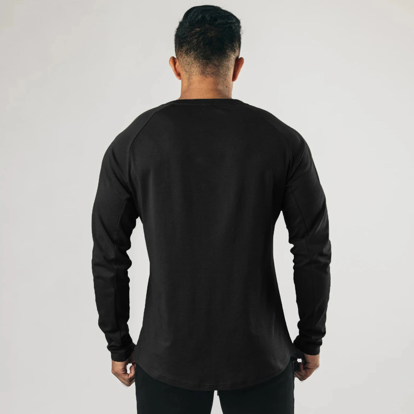 Men Muscle Shirt Long Sleeve T-shirt Solid Vintage Henley Shirts Sports Fitness Casual Cotton Stretch Thin V-neck Tee