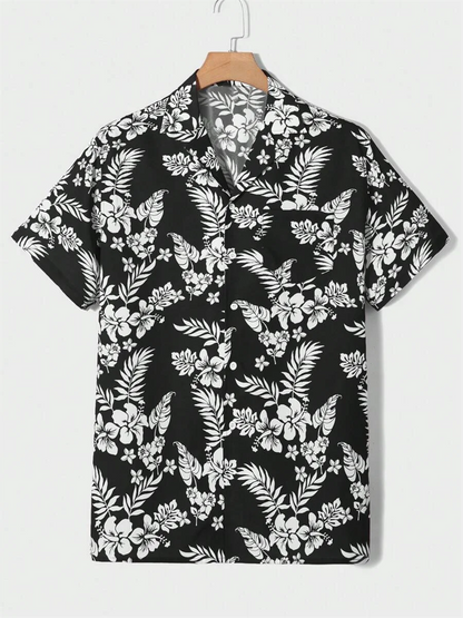 Summer men's new tropical 3D printing lapel short-sleeved shirt Hawaiian casual daily wearing large size XS-5XL