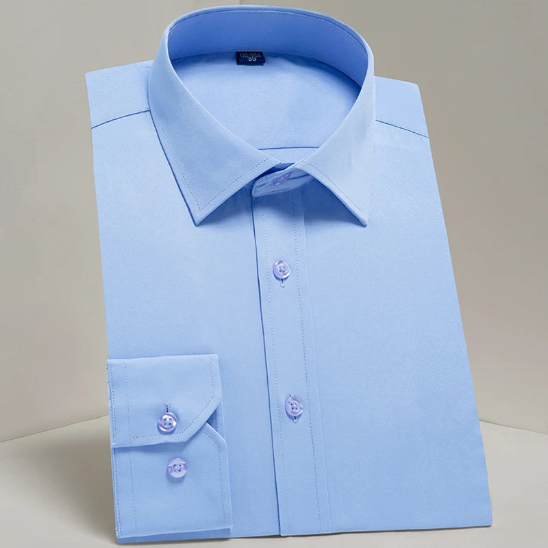 Men's Classic Long Sleeve Standard-fit Dress Shirts Formal Business Social Simple Basic Design White Work Office Casual Shirt