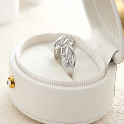 Newshe 925 Silver Engagement Rings for Women Unique Knot Brilliant AAAAA Cubic Zircon Statement Ring