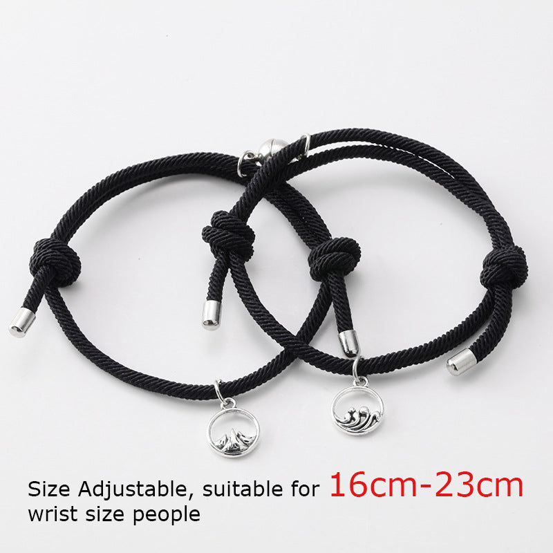 Sea Mountain Bracelet Couple Stainless Steel Magnetic Gift Handmade Adjustable Forever Love Relationship Bracelet Friends