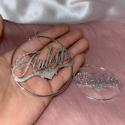 Custom Name Hoop Earrings Personalized Stainless Steel Bling Name Earrings Colorful Big Hoops Earring for Women Jewelry Gift