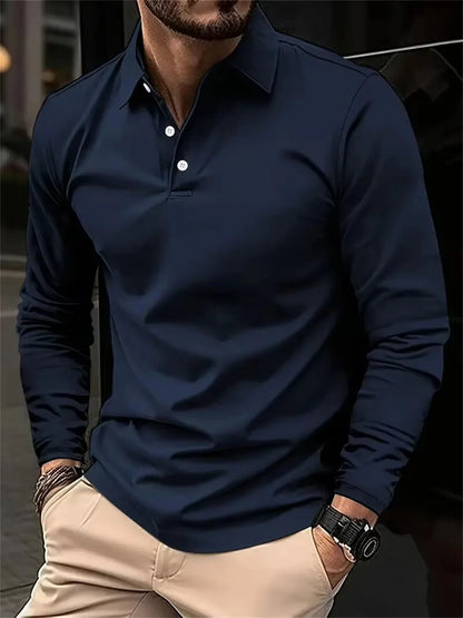 Men's Spring and Autumn Casual Breathable Comfortable Polo Shirt Hot Selling Fashion Men's Business Long Sleeve T-Shirt