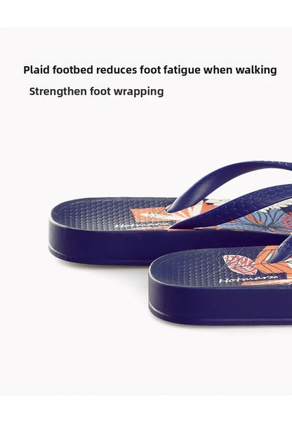 Printing Slippers Women's Flip Flops Herringbone Slipper Clip Foot Beach Slides Soft Sole Platform Flip Flops Non Slip Slippers