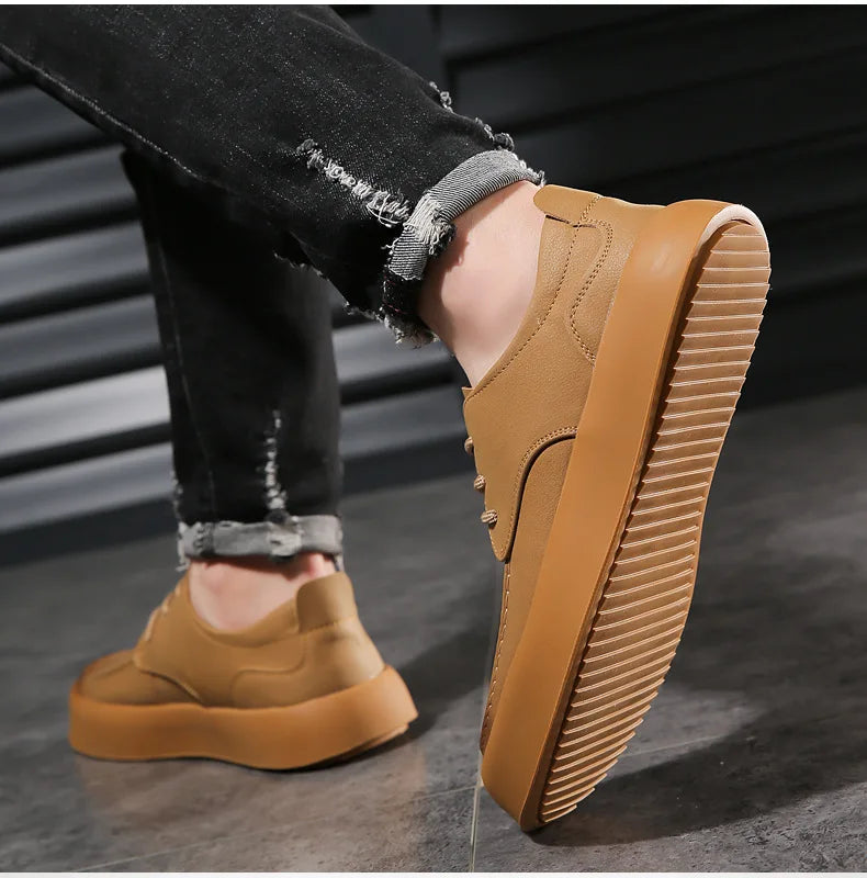 2026 Men Brogue Casual Shoes Men Genuine Leather Shoes Work Boots Business Casual Sneakers Work Personalized Fashionable Shoes