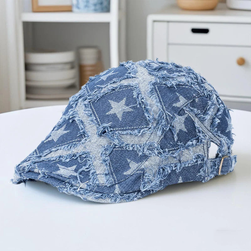 Vintage Plaid Wool Blend Ivy Cap for Women Men Retro Style Flat Cap Newsboy Hat with Adjustable Buckle Strap