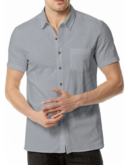 Men's Plus Size Short Sleeve Shirts Cotton Linen Henley Shirts Lightweight Vacation Collar Beach Shirts  Hawaiian T Shirt