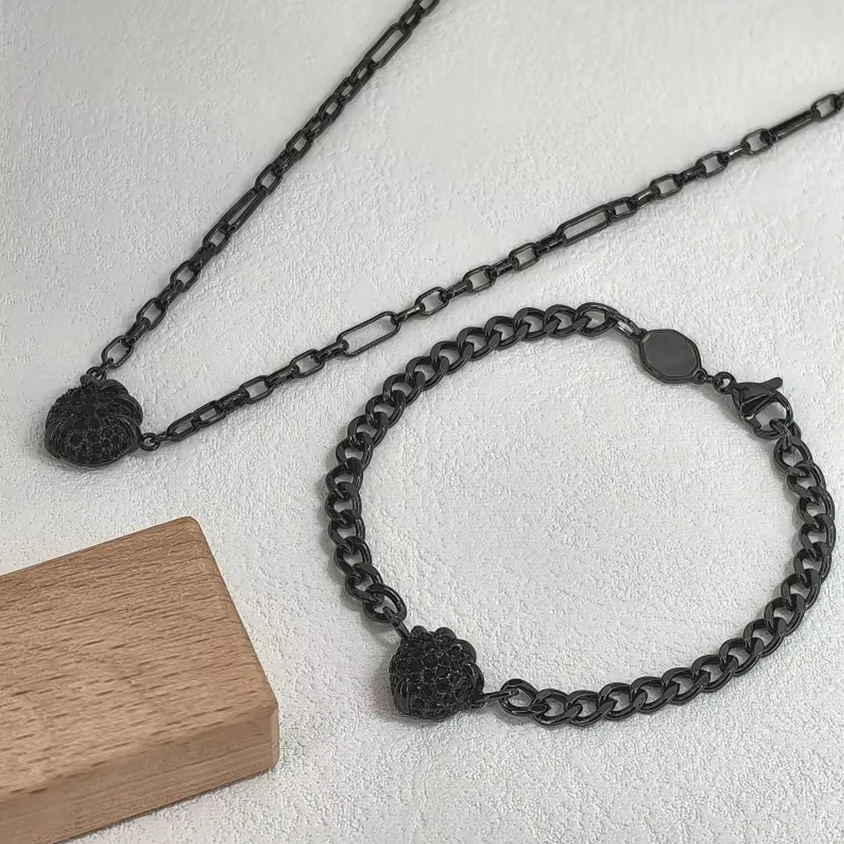 Original 2026 New Black Crystal Geometry Necklace Fine Jewelry Set Open Ring Necklace Earring Charms Black Jewelry for Women