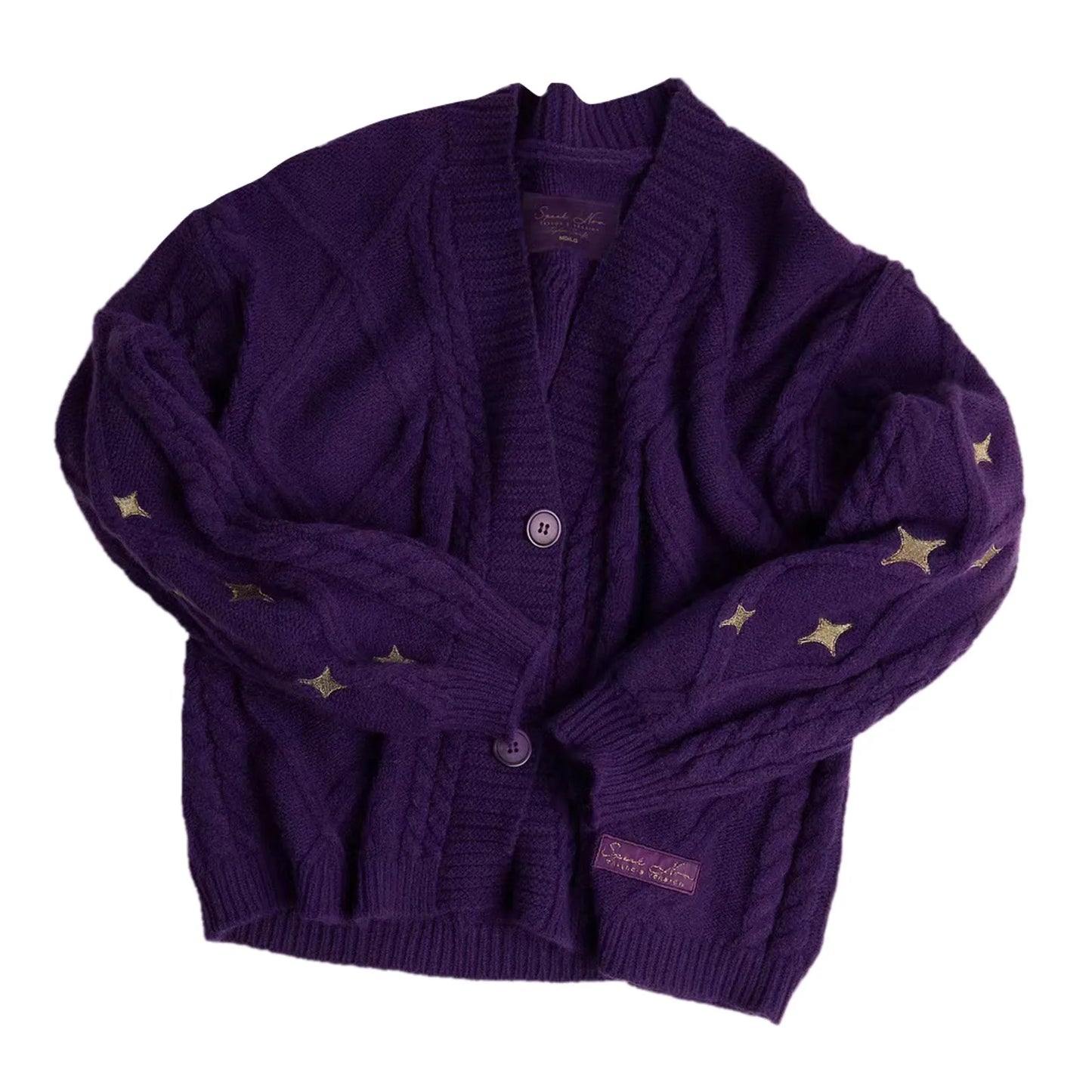 Y2K Vintage Knitted Cardigan Women Star Button Down Outwear Coats Knit Sweater Coat Long Sleeve Autumn Winter Warm Knitwears
