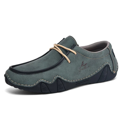 New Autumn Handmade Leather Casual Men Shoes Design Fashion Sneakers Man Loafers Breathable Low Top Flat Shoes Driving