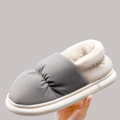 Big Size 48 49 Winter Warm Slippers Men Down Waterproof Soft Bottom Home Shoes Plush Women Indoor House Couples Anti Slip Slides