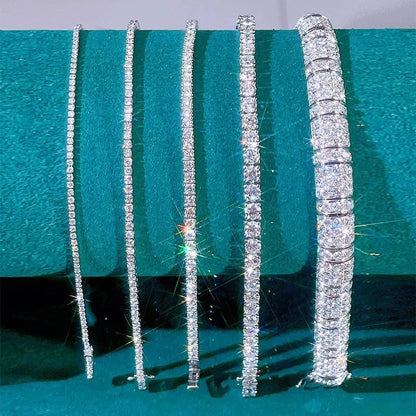 3/4/5MM Moissanite Tennis Bracelet 925 Sterling Silver Plated 18K White Gold Pass Diamond Test with GRA Bracelets for Women Men