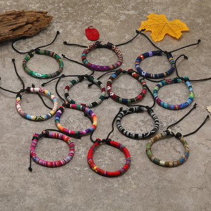 12Pcs Nepal Ethnic Colorful Bracelet Set For Women Bohemia Fabric Braided Rope Wristbands Men Bangle Fashion Summer Jewelry