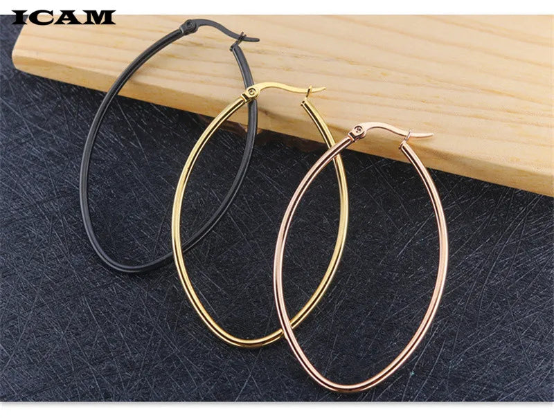 ICAM Jewelry  Hoop Earring For Women Brincos Gold Color Geometric Earrings Steampunk Style Statement Party Jewelry