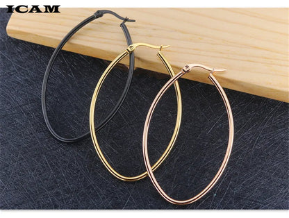 ICAM Jewelry  Hoop Earring For Women Brincos Gold Color Geometric Earrings Steampunk Style Statement Party Jewelry