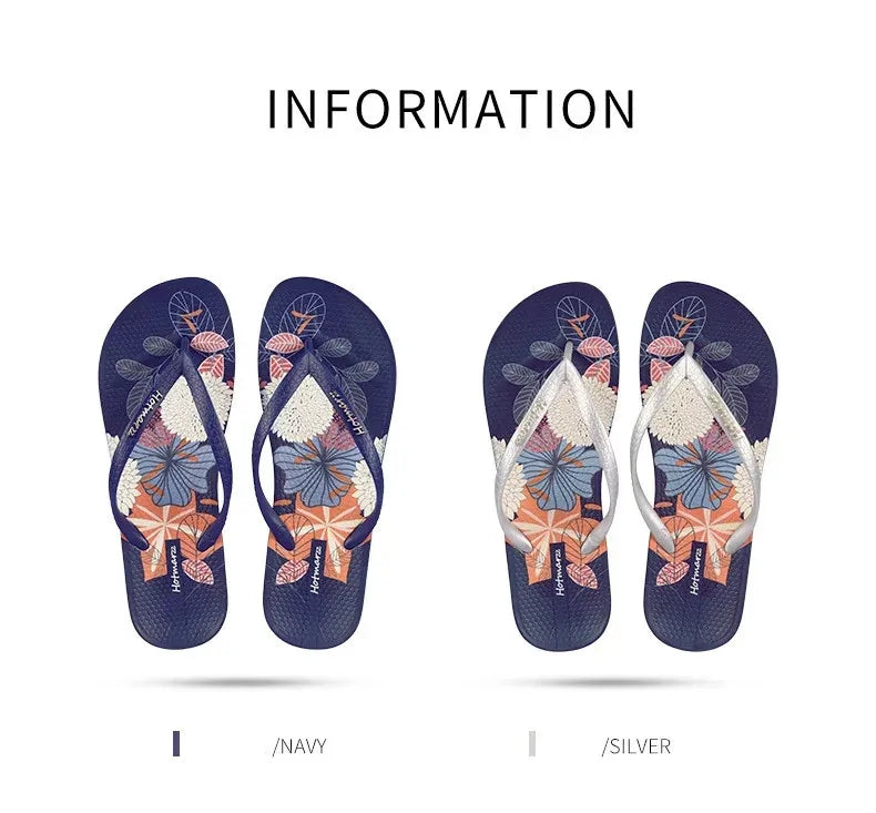 Printing Slippers Women's Flip Flops Herringbone Slipper Clip Foot Beach Slides Soft Sole Platform Flip Flops Non Slip Slippers
