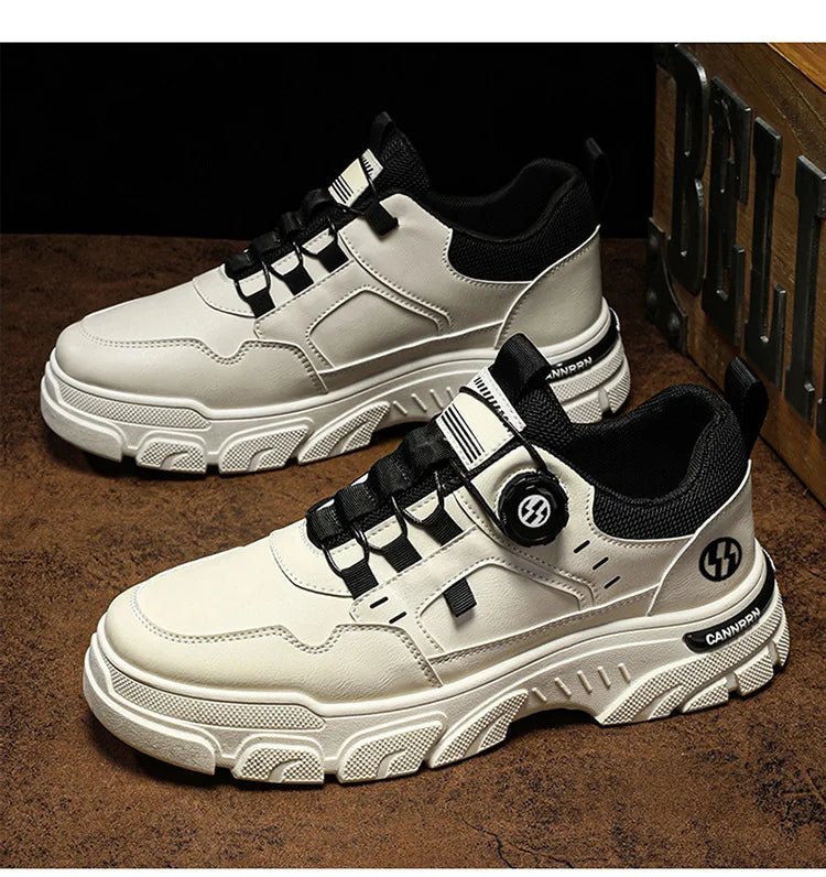Autumn Men's Sneakers 2026 New Breathable Casual Shoes for Men Buttons Platform Vulcanzed Sneakers Shoes Non-slip Safety Shoes