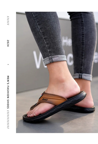 Men's Bathroom Flip Flops Summer Outdoor Anti Slip Men's Casual Beach Slippers
