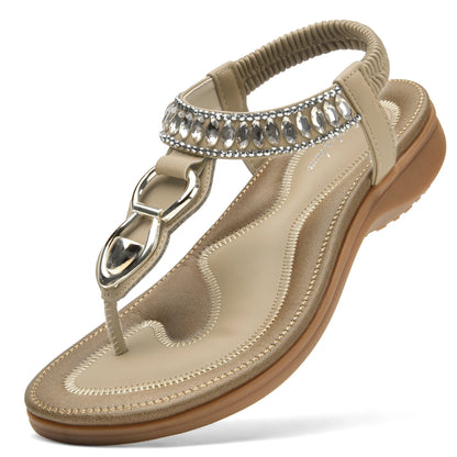 Womens T-Strap Flip Flop Thong Sandals Beach Shoes for Women Comfortable Summer Dressy Flat Sandals