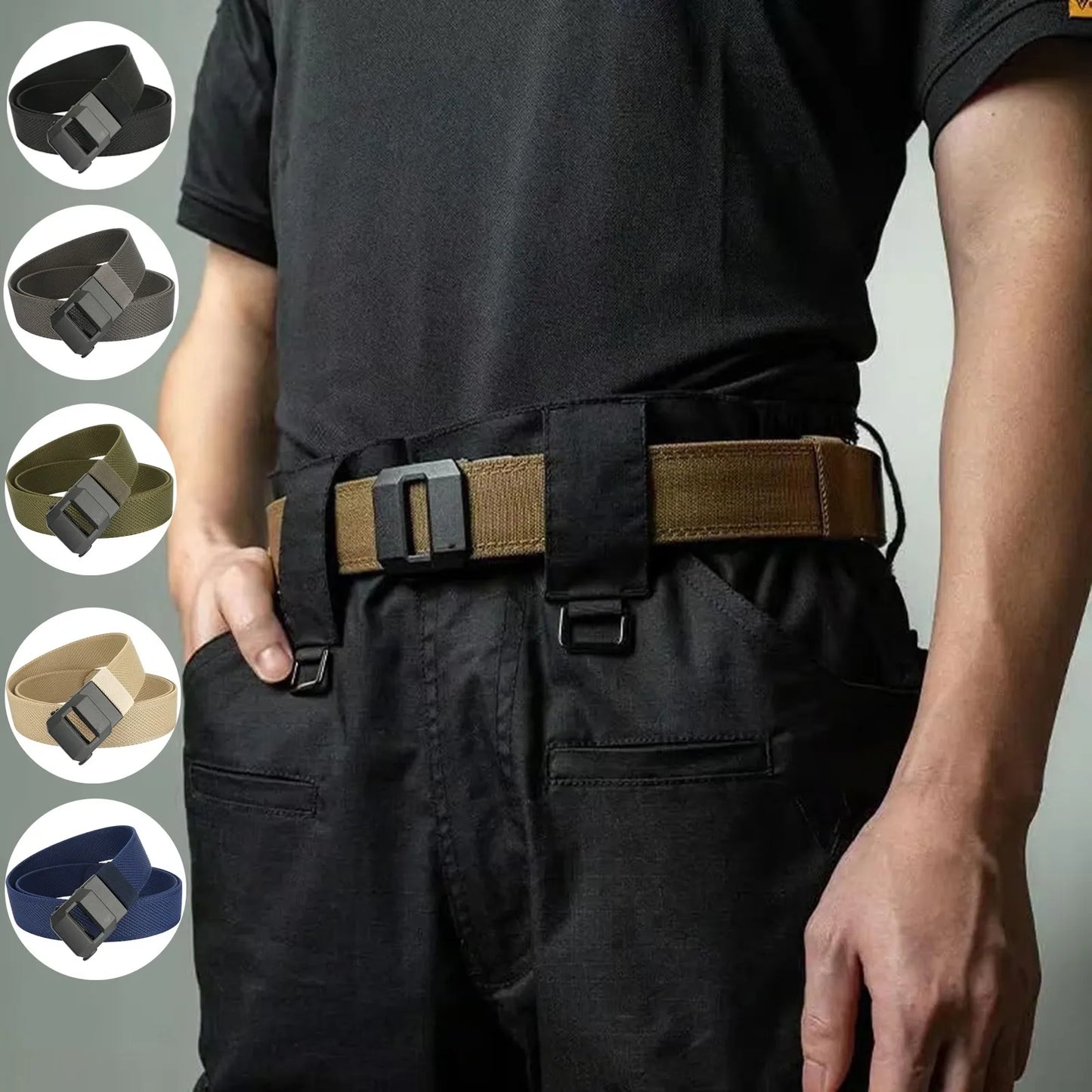 Men'S Elastic Waistband With Automatic Buckle Canvas And Trendy Pants Strap