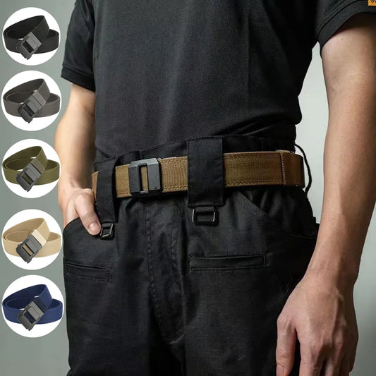 Men'S Elastic Waistband With Automatic Buckle Canvas And Trendy Pants Strap
