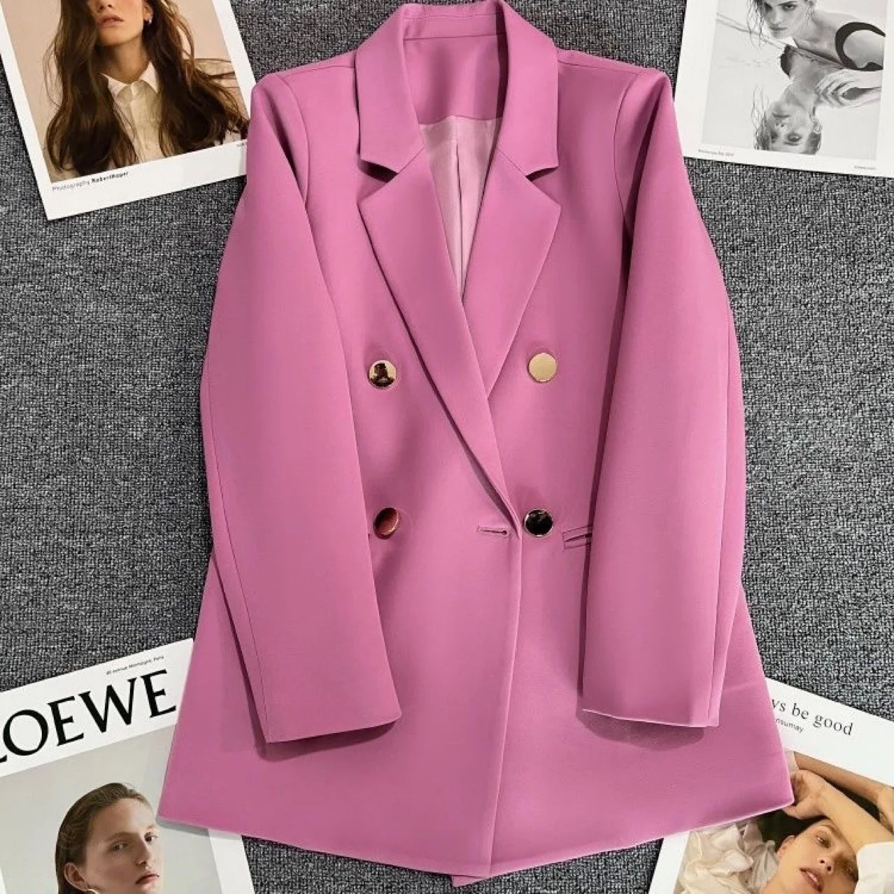 Autumn Blazer Elegant Women's Jacket Chic Casual Double Breasted Suit Korean Winter Fashion Coats Slim Fit Office Lady Outwear