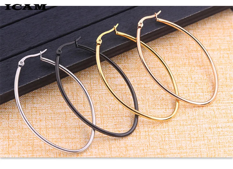 ICAM Jewelry  Hoop Earring For Women Brincos Gold Color Geometric Earrings Steampunk Style Statement Party Jewelry