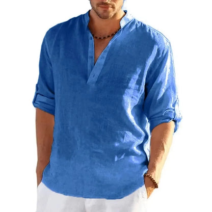 Autumn Men's Long Sleeve Tshirts Solid Color Loose Casual Tops Breathable Lightweight Shirt Men Cotton Mens Designer Streetwear