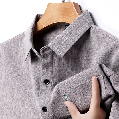 New Men's Business Casual Short Sleeved Printed Shirt with Wrinkle Resistance No Ironing Comfortable All Season Versatile Top