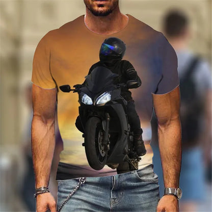 Fashion Street Motorcycle Men T-Shirts Hot Selling Locomotive Pattern 3D Printed Short Sleeve Tees Moto & Biker Hip Hop Man Tops