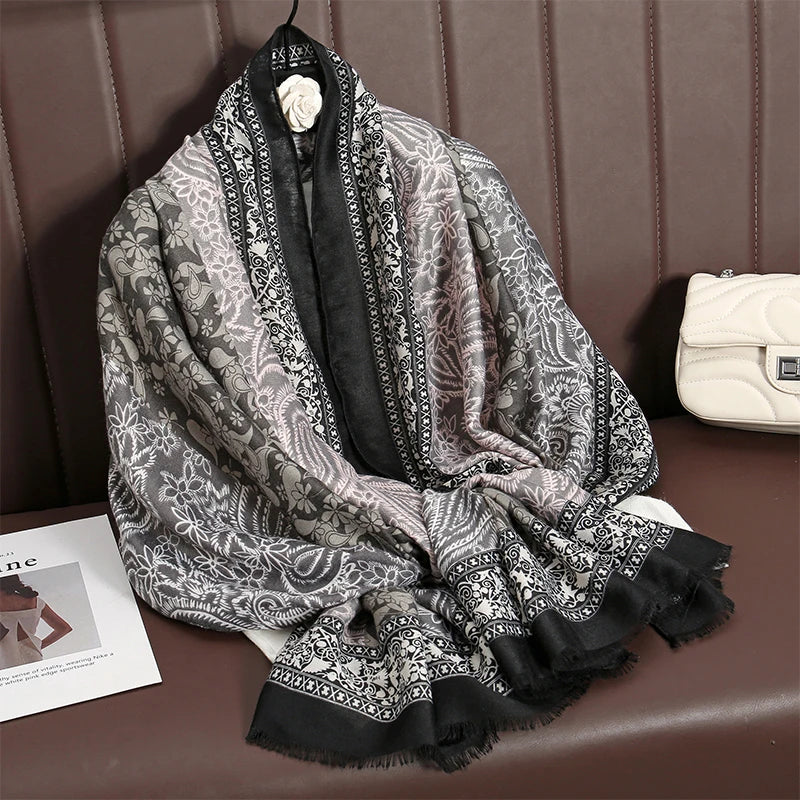 2026 Spring Paisley Pashmina Scarf Shawl Muslim Ramadan Hijabs for Women Autumn Designer Print Female Sunscreen Beach Stoles