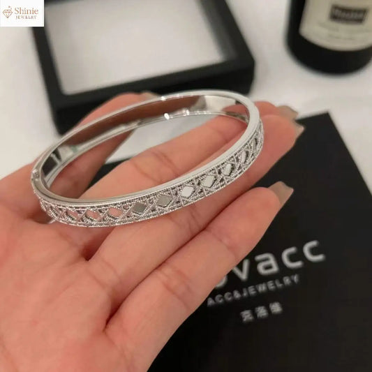 Luxury Designer S925 Sterling Silver Bangle  Cross Pattern Bracelet Women Trend Party Jewelry Accessory Valentine's Day gift