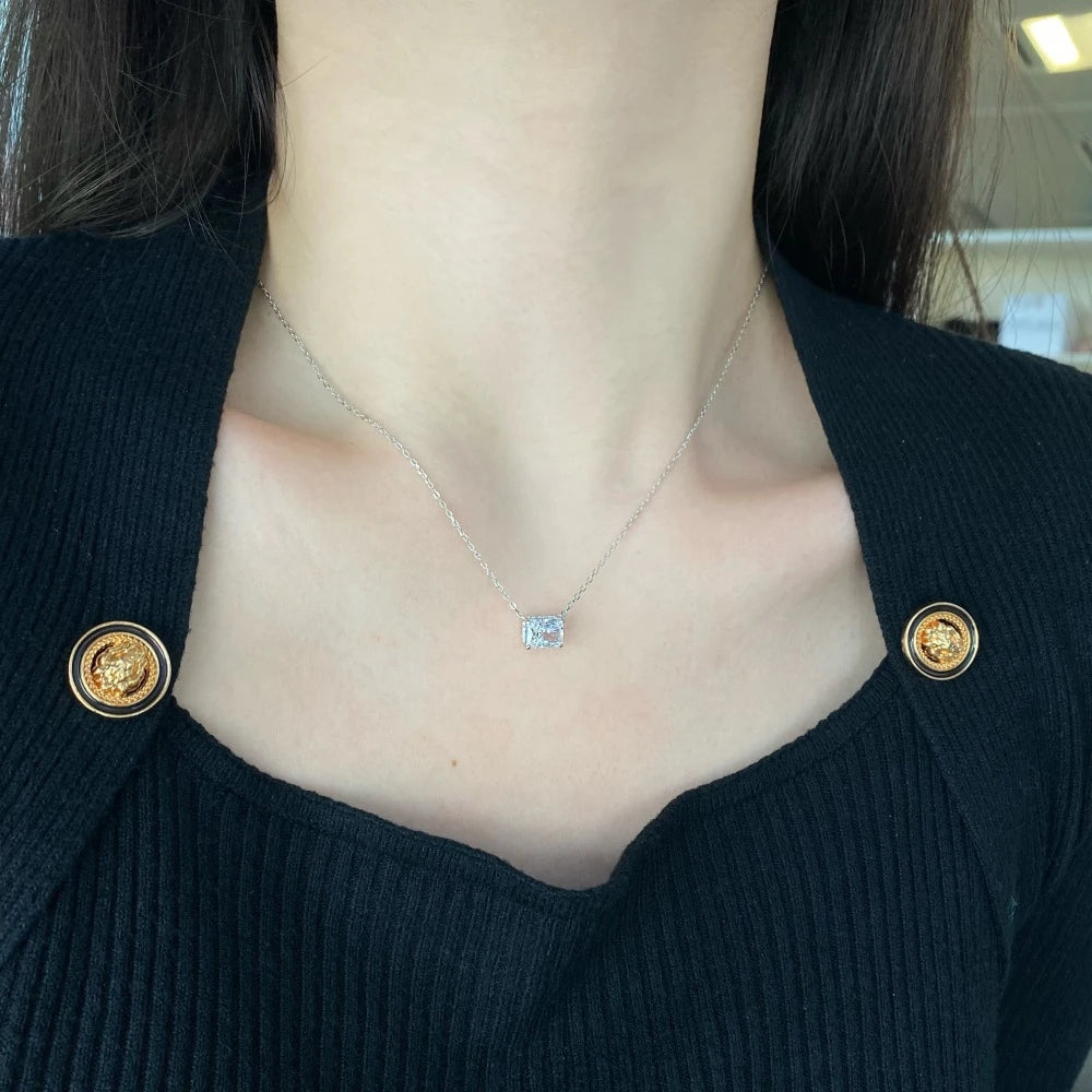 Vinregem Sparkling Crushed Ice Cut Lab Created Sapphire Gems Pendant Necklaces 100% 925 Sterling Silver Fine Jewelry Wholesale