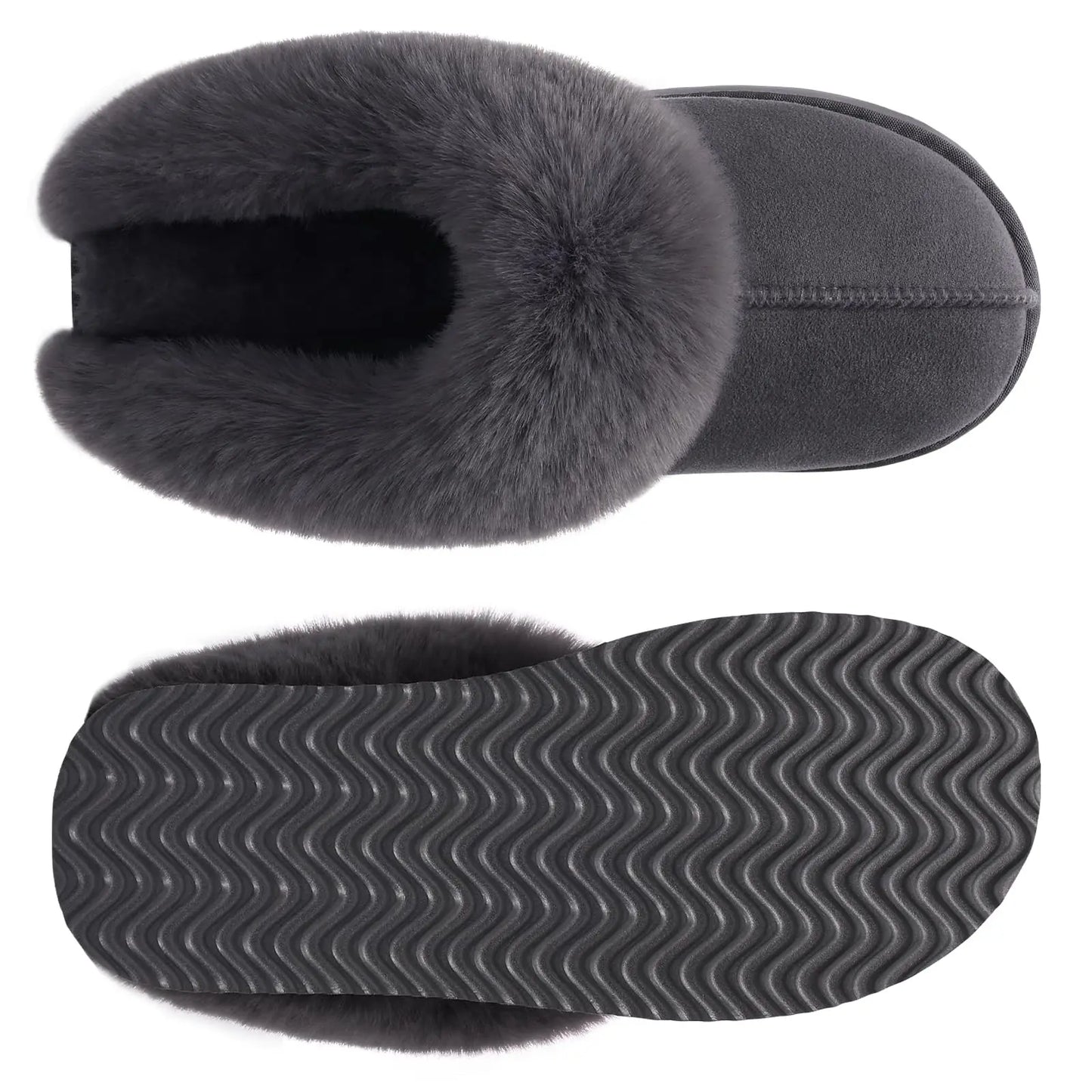 Litfun Fuzzy Platform Slippers For Women Winter Warm House Shoes With Memory Foam Outdoor Anti-Slip Fashion Fur Fluffy Slippers