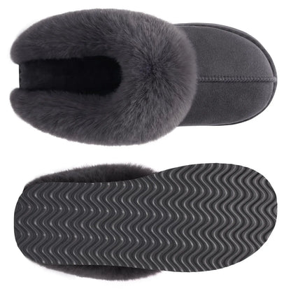 Litfun Fuzzy Platform Slippers For Women Winter Warm House Shoes With Memory Foam Outdoor Anti-Slip Fashion Fur Fluffy Slippers