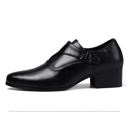 Leather Men Dress Shoes High Heel British Mens Elevator Business Shoes Wedding Party Male Oxford Footwear Increasing 6/8cm