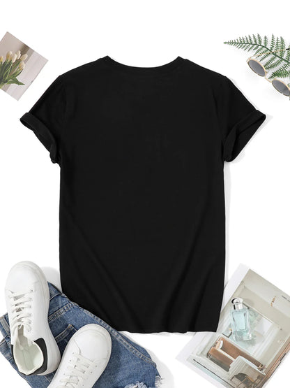 Quand J Etais Petite Letter Print Women's T-shirt Short Sleeve Crew Neck Casual Top for Summer & Spring Women's Y2k Clothing
