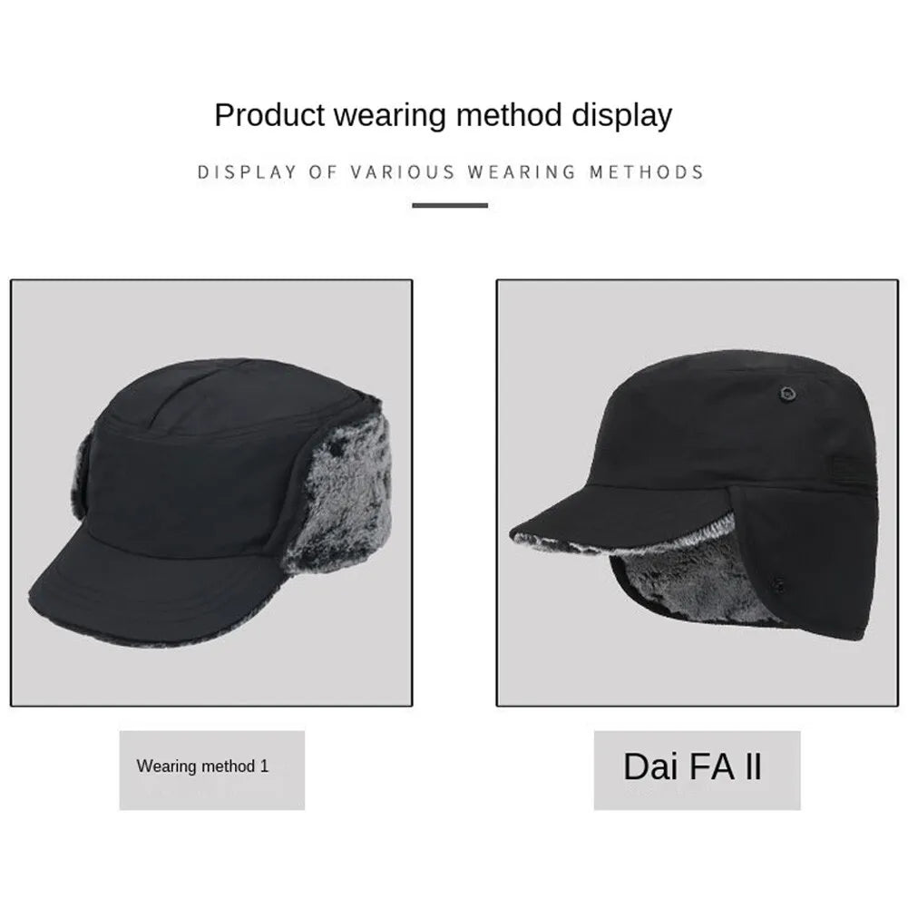 Winter Warmer Earmuffs Hat Fur Windproof Cold Weather Cap Ski Snow Hood with Ear Flaps for Men Women