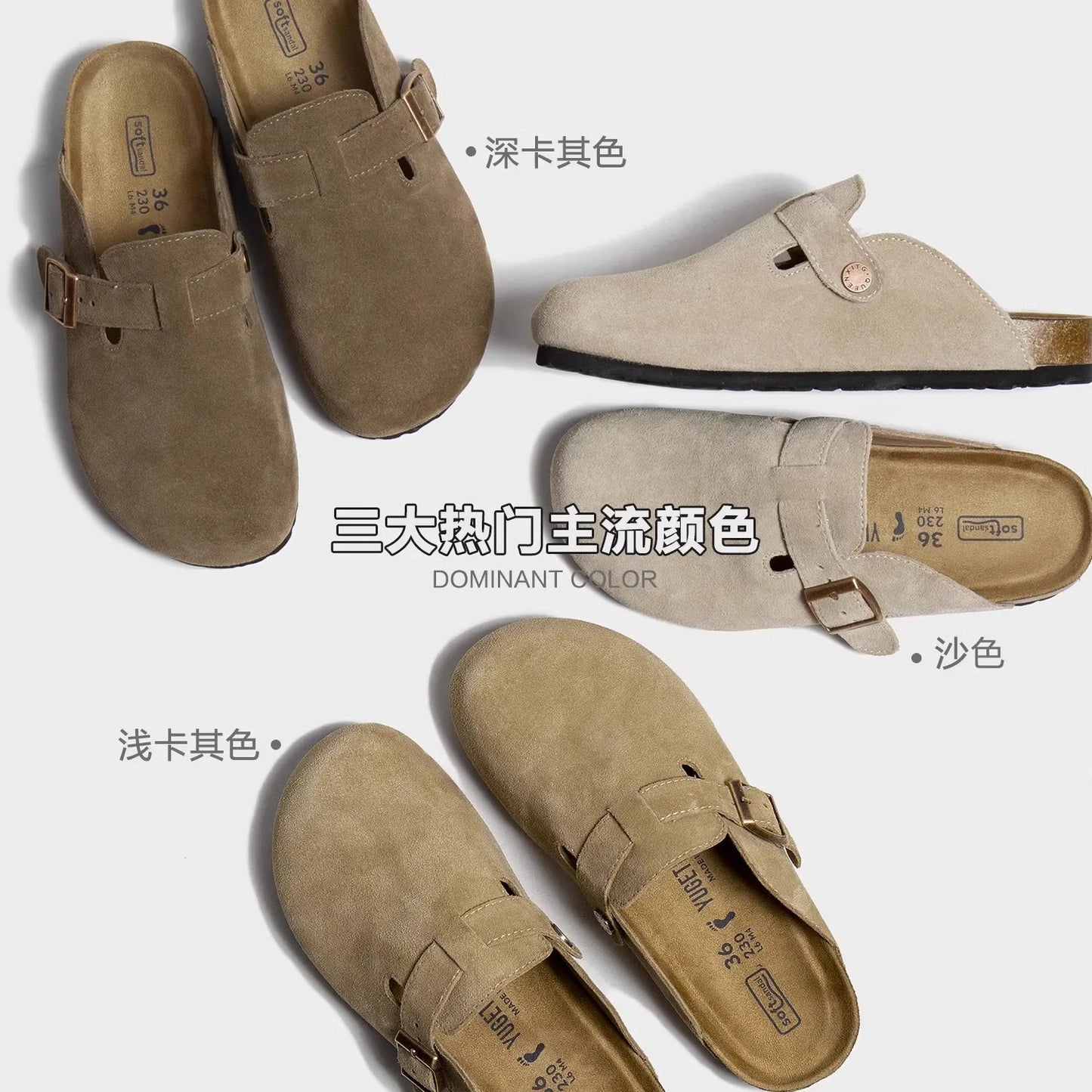 Crestar Cork Suede Mules Slippers For Women Fashion Men Clogs Shoes Classic Cork Antislip Outdoor Slippers With Arch Support