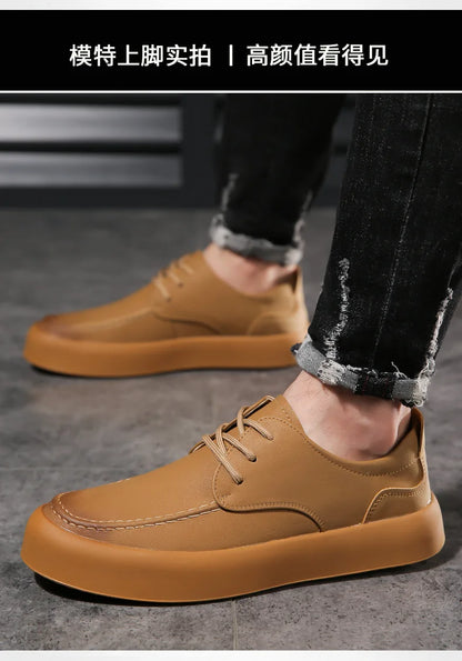 2026 Men Brogue Casual Shoes Men Genuine Leather Shoes Work Boots Business Casual Sneakers Work Personalized Fashionable Shoes