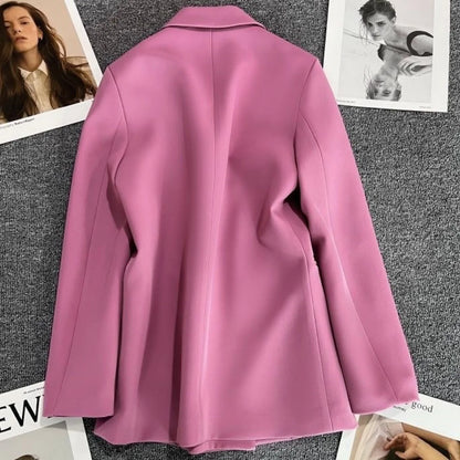 Autumn Blazer Elegant Women's Jacket Chic Casual Double Breasted Suit Korean Winter Fashion Coats Slim Fit Office Lady Outwear