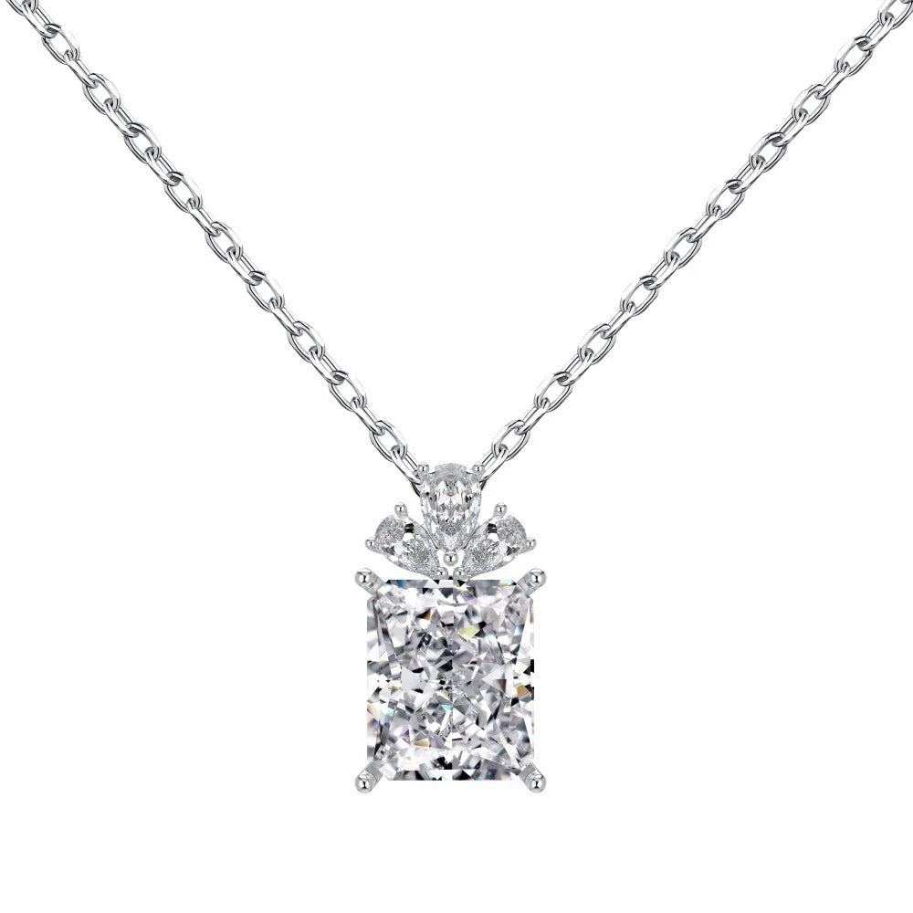 Vinregem Sparkling Crushed Ice Cut Lab Created Sapphire Gems Pendant Necklaces 100% 925 Sterling Silver Fine Jewelry Wholesale