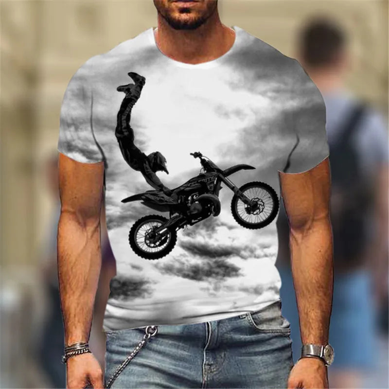 Fashion Street Motorcycle Men T-Shirts Hot Selling Locomotive Pattern 3D Printed Short Sleeve Tees Moto & Biker Hip Hop Man Tops