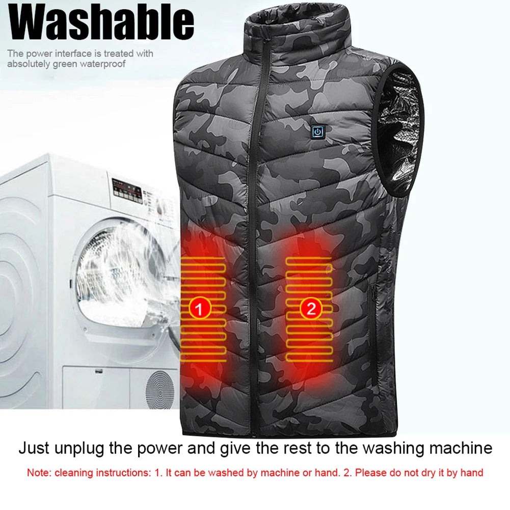 No battery 9 Zone Heating Vest Mens USB Infrared Thermal Jacket Smart Heated Clothes Winter Cold-proof Thick Sleeveless Hiking