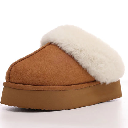 Litfun Fuzzy Platform Slippers For Women Winter Warm House Shoes With Memory Foam Outdoor Anti-Slip Fashion Fur Fluffy Slippers