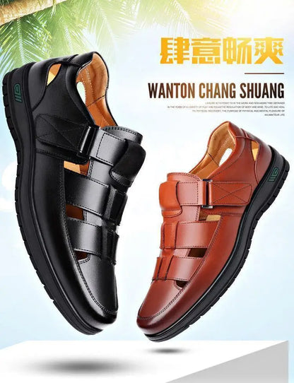 2026 Men Leather Shoes Business Casual Forma Wear High Heels Soft Sole Non-Slip Summer Sandals Black Leather Shoes Luxury Shoes