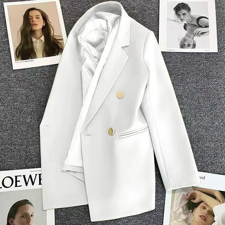 Autumn Blazer Elegant Women's Jacket Chic Casual Double Breasted Suit Korean Winter Fashion Coats Slim Fit Office Lady Outwear