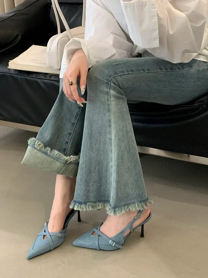 Street Style Sexy Buckle Strap Women Pumps Elegant Pointed Toe Thin High Heels Banquet Party Slingback Shoes Sandals
